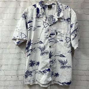 Palmwave Hawaii cotton island tropical button up short sleeve XL shirt